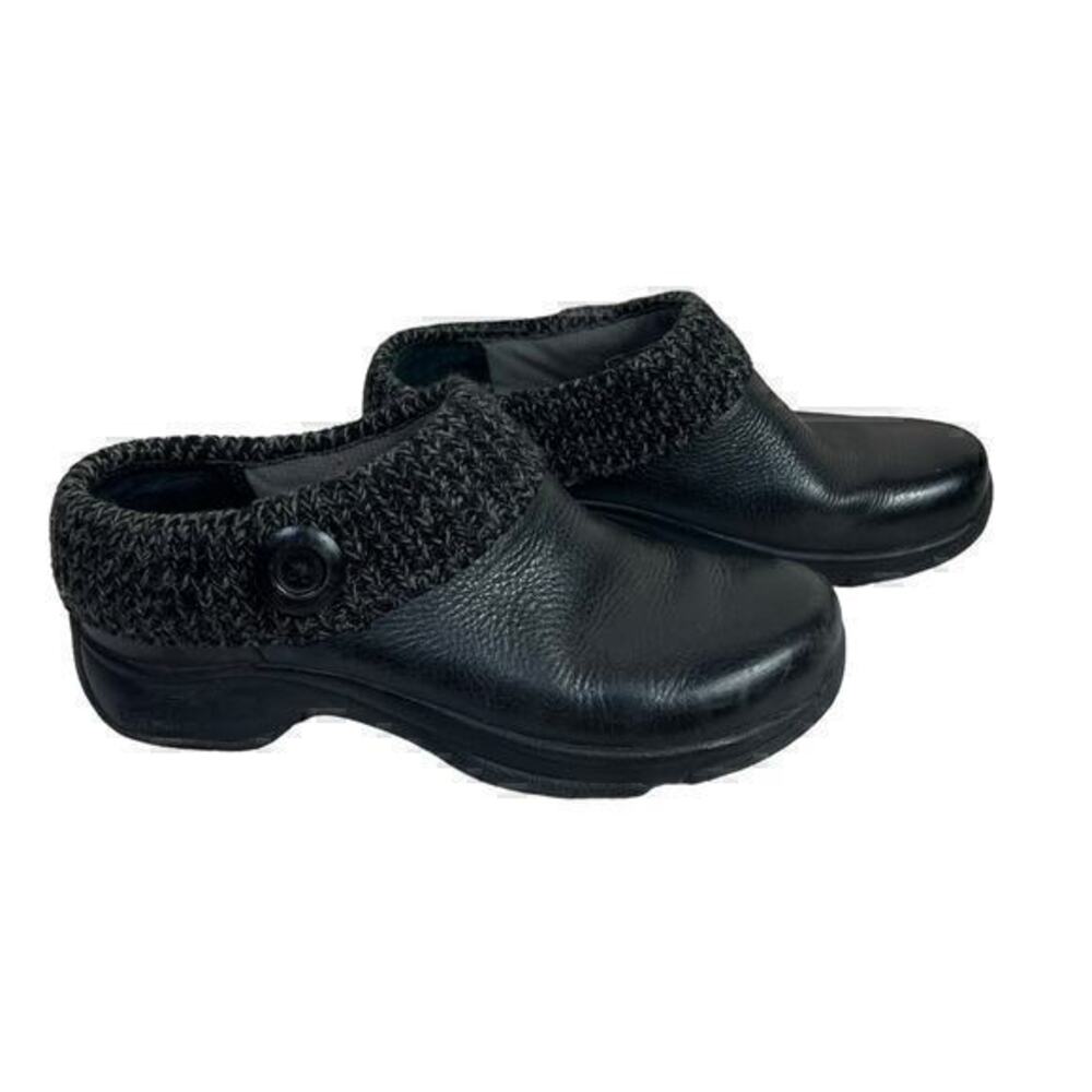 Dansko Kenzie Dark Leather & Knit Collar Slip On Mule Size 37